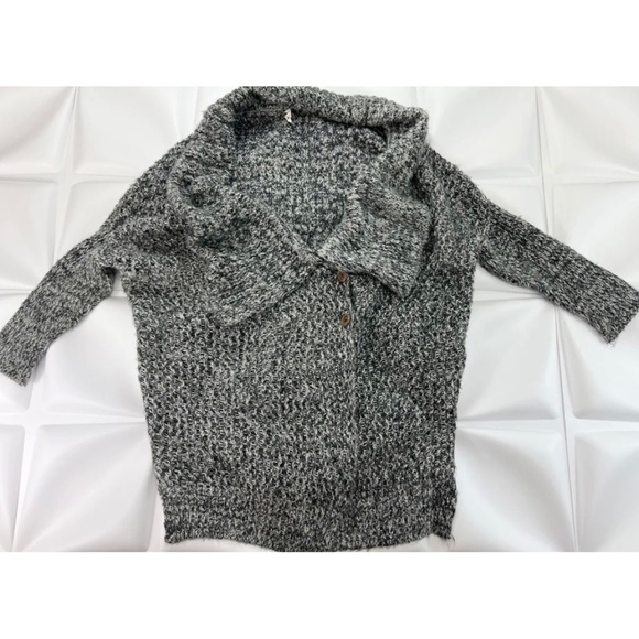 POL Womens Sz M Black White Gray Marled Knit Cardigan Sweater Jacket Oversized - Picture 8 of 8